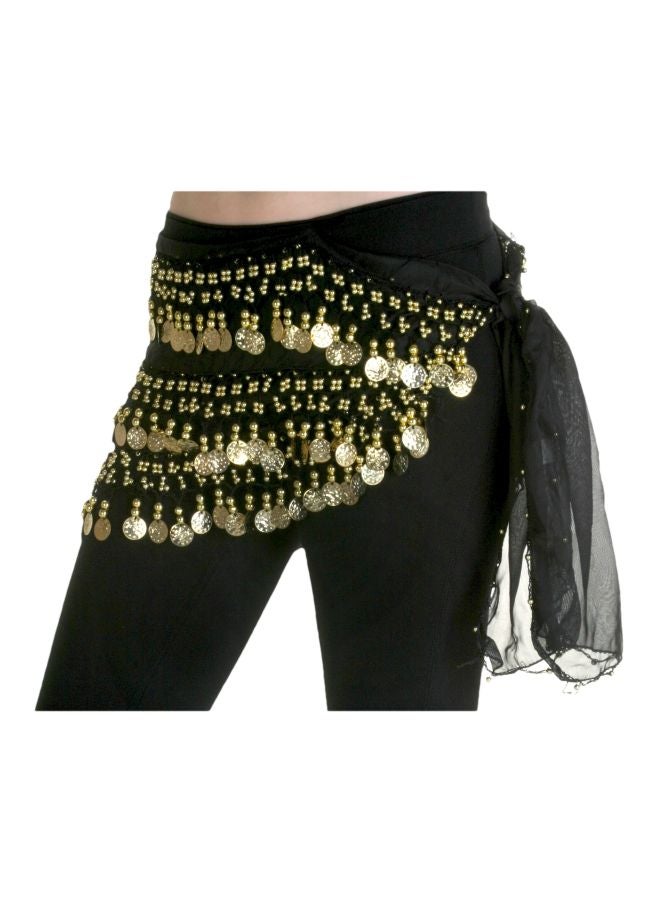 Belly Dance Hip Scarf Waist Belt With Gold Coins Black Color 10+ Years - Image 2